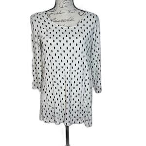 J. Jill Wear Everywhere Hi/Lo‎ collection shirt white and black Women's size S